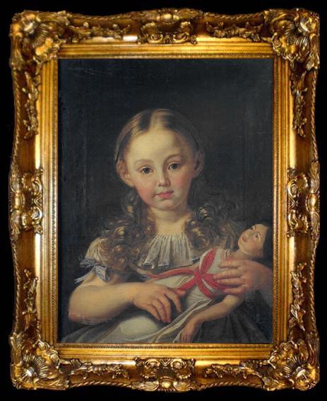 framed  unknow artist Girl with a doll, ta009-2